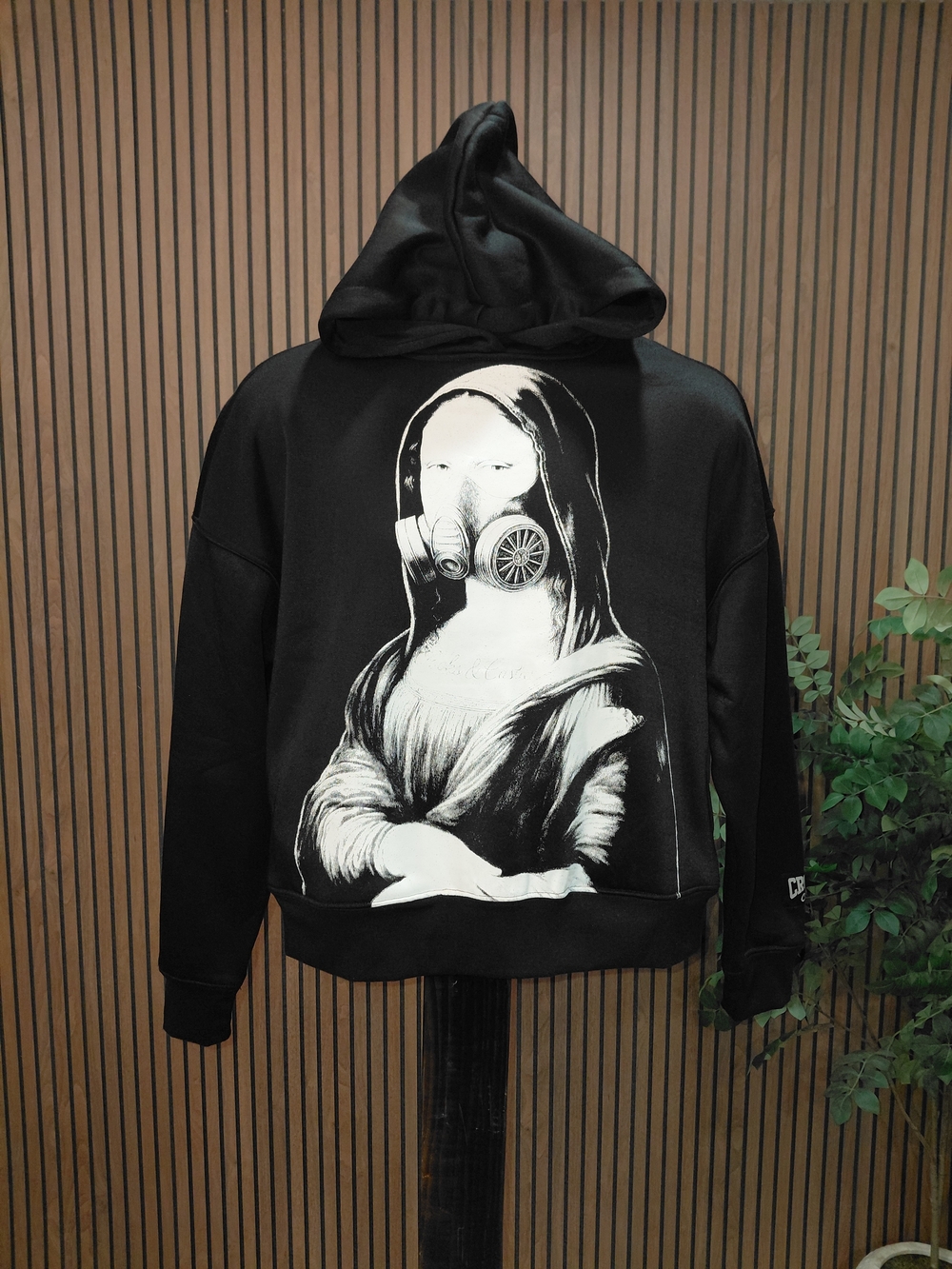 Crooks & Castles Streetwear Black Hoodie Mona Lisa Gas Mask Hoodie